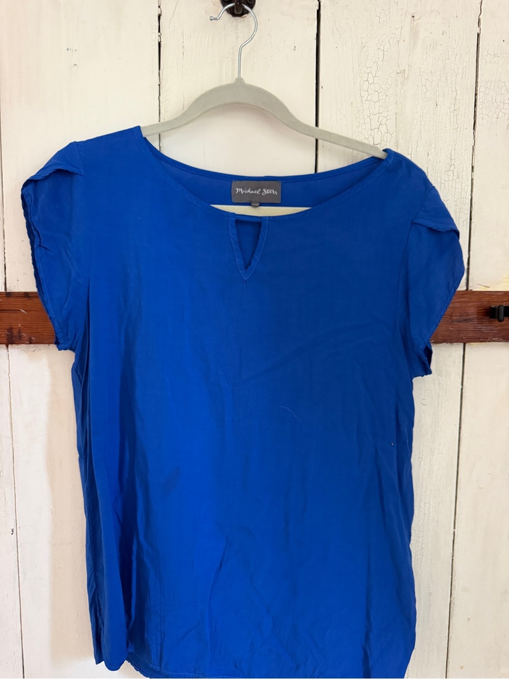 Michael Stars Cobalt Short Sleeve Keyhole Neck Tee